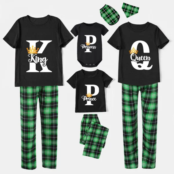 Family Matching Pajamas Exclusive Design King Prince Princess Queen Black Pajamas Set