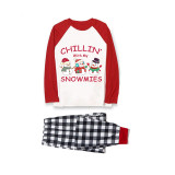 Christmas Matching Family Pajamas Chillin with Three Snowmies Plaids Pants Pajamas Set