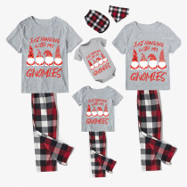 Christmas Matching Family Pajamas Hanging with My Gnomies Gray Short Pajamas Set