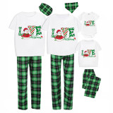 Christmas Matching Family Pajamas Love Snowman Christmas Green Plaids Pajamas Set