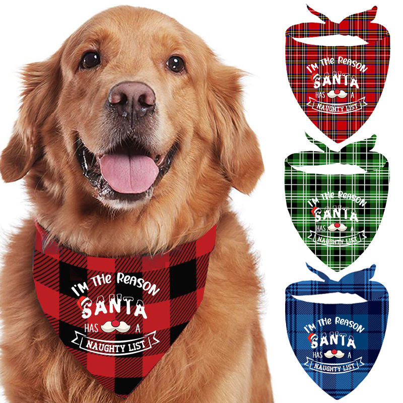 4 Pieces I'm Santa Christmas Pet Scarf Dog Bandanas