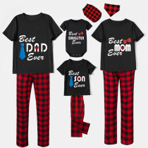 Family Matching Pajamas Exclusive Design Best One Ever Black And Red Plaid Pants Pajamas Set