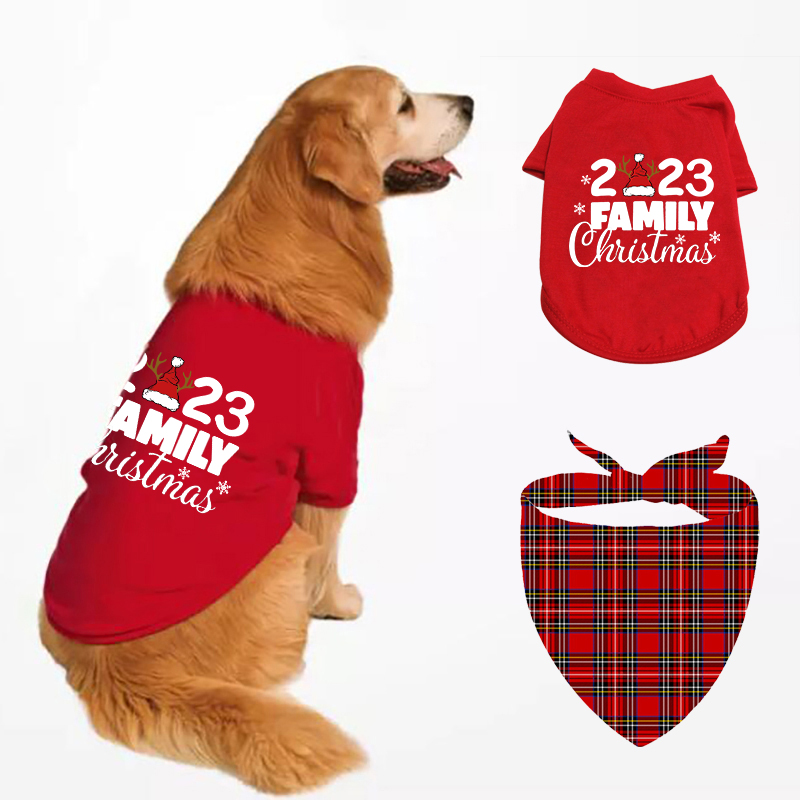 Christmas Design 2023 Family Christmas Dog Cloth with Scarf