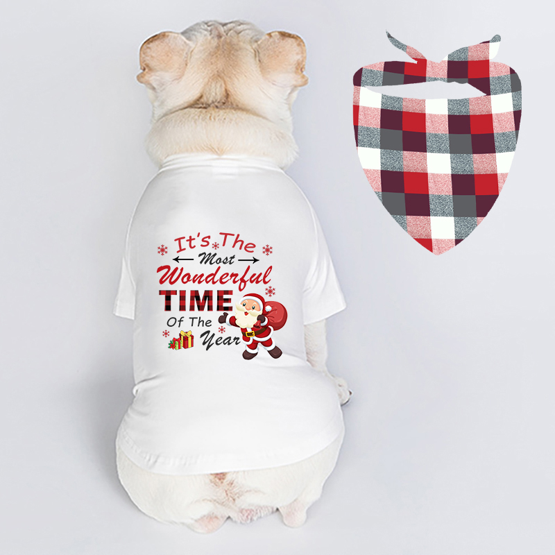Christmas Design It's the Most Wonderful Time of The Year Christmas Dog Cloth with Scarf