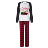 Christmas Matching Family Pajamas Belive In the Magic Truck Black Short Plaids Pants Pajamas Set