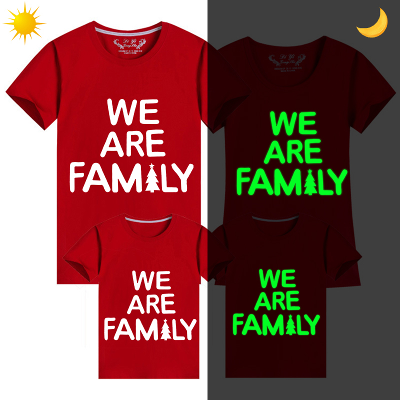 Family Matching Christmas Tops Exclusive Design Luminous We are Family Family Christmas T-shirt