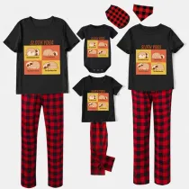 Family Matching Pajamas Exclusive Design Sloth Yoga Black And Red Plaid Pants Pajamas Set
