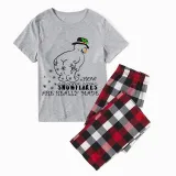 Christmas Matching Family Pajamas Funny Snowman How Snwflake Are Really Made Short Gray Pajamas Set