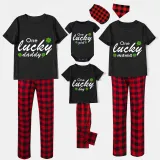 Family Matching Pajamas Exclusive Design One Lucky Black And Red Plaid Pants Pajamas Set