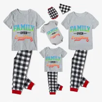 Family Matching Pajamas Exclusive Design Family Over Everthing Gray Short Long Pajamas Set