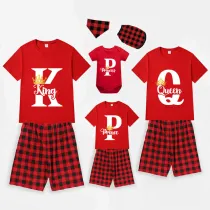 Family Matching Pajamas Exclusive Design King Prince Princess Queen Red Short Pajamas Set