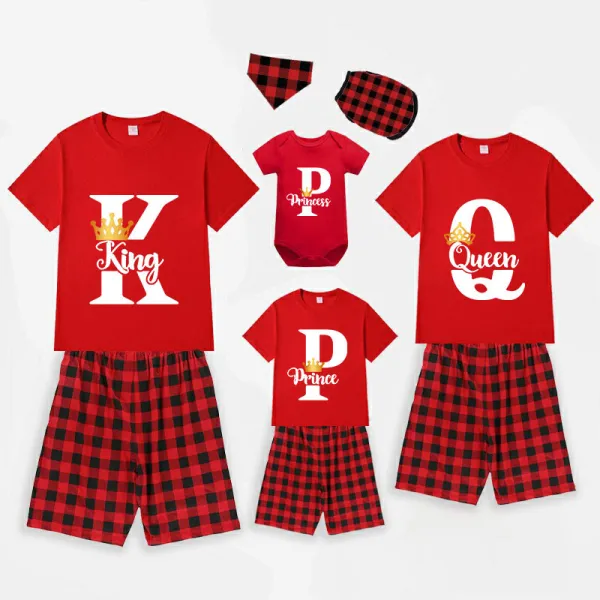 Family Matching Pajamas Exclusive Design King Prince Princess Queen Red Short Pajamas Set