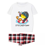 Family Matching Pajamas Exclusive Design It's Lazy Day White Short Long Pajamas Set