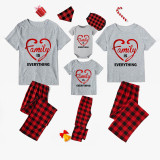 Family Matching Pajamas Exclusive Design Love Heart Gray Short Long Pajamas Set