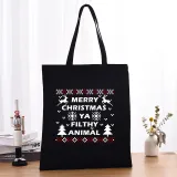 Christmas Eco Friendly Merry Christmas Reindeer Handle Canvas Tote Bag