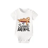 Family Matching Pajamas Exclusive Design My Spirit Animal White Short Pajamas Set