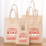 Christmas Eco Friendly Just Hanging with My Gnomies Handle Canvas Tote Bag