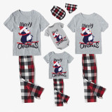 Christmas Matching Family Pajamas Merry Christmas Skiing Penguin Gray Short Pajamas Set