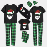 Christmas Matching Family Pajamas Luminous Glowing White Bearded Santa Black Short Pajamas Set
