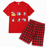 Family Matching Pajamas Exclusive Design Cute Penguins Red Short Pajamas Set