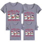 Family Matching Christmas Tops Exclusive Design Chillin with Three Snowimes Family Christmas T-shirt