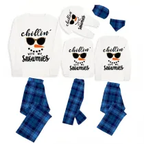 Christmas Matching Family Pajamas Chillin with Smile Snowmies White Top Pajamas Set