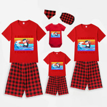 Family Matching Pajamas Exclusive Design I Believe I Can Fly Red Short Pajamas Set