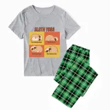 Family Matching Pajamas Exclusive Design Sloth Yoga Green Plaid Pants Pajamas Set
