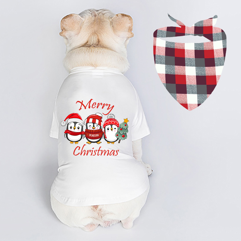 Christmas Design Xmas Penguin Christmas Dog Cloth with Scarf