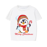 Christmas Matching Family Pajamas Merry Christmas Hat Penguin White Short Pajamas Set