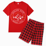 Family Matching Pajamas Exclusive Design Explore More Worry Less Red Short Pajamas Set