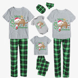 Christmas Matching Family Pajamas Merry Christmas Lying Sloths Gray Plaids Pajamas Set