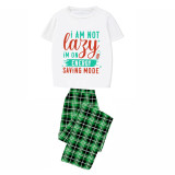 Family Matching Pajamas Exclusive Design I'm Not Lazy I'm On Energy Saving Mode Green Plaid Pants Pajamas Set