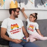 Father's Day Matching Clothing Top Father-kids Leveled Up To Daddy Family T-shirts