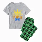Family Matching Pajamas Exclusive Design King Prince Princess Queen Green Plaid Pants Pajamas Set