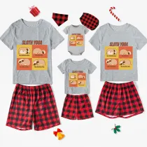 Family Matching Pajamas Exclusive Design Sloth Yoga White Short Pajamas Set