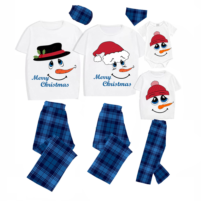 Christmas Matching Family Pajamas Merry Christmas Snowman Short Pajamas Set