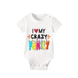 Family Matching Pajamas Exclusive Design I Love My Crazy Family White Short Pajamas Set