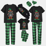 Christmas Matching Family Pajamas Naughty List Elf Short Sleeve Green Plaids Pajamas Set