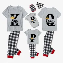 Family Matching Pajamas Exclusive Design King Prince Princess Queen Gray Short Long Pajamas Set