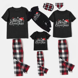 Christmas Matching Family Pajamas Merry Christmas Hat Balck Short Pajamas Set