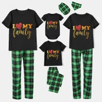 Family Matching Pajamas Exclusive Design I Love My Family Black Pajamas Set