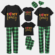 Family Matching Pajamas Exclusive Design I Love My Family Black Pajamas Set