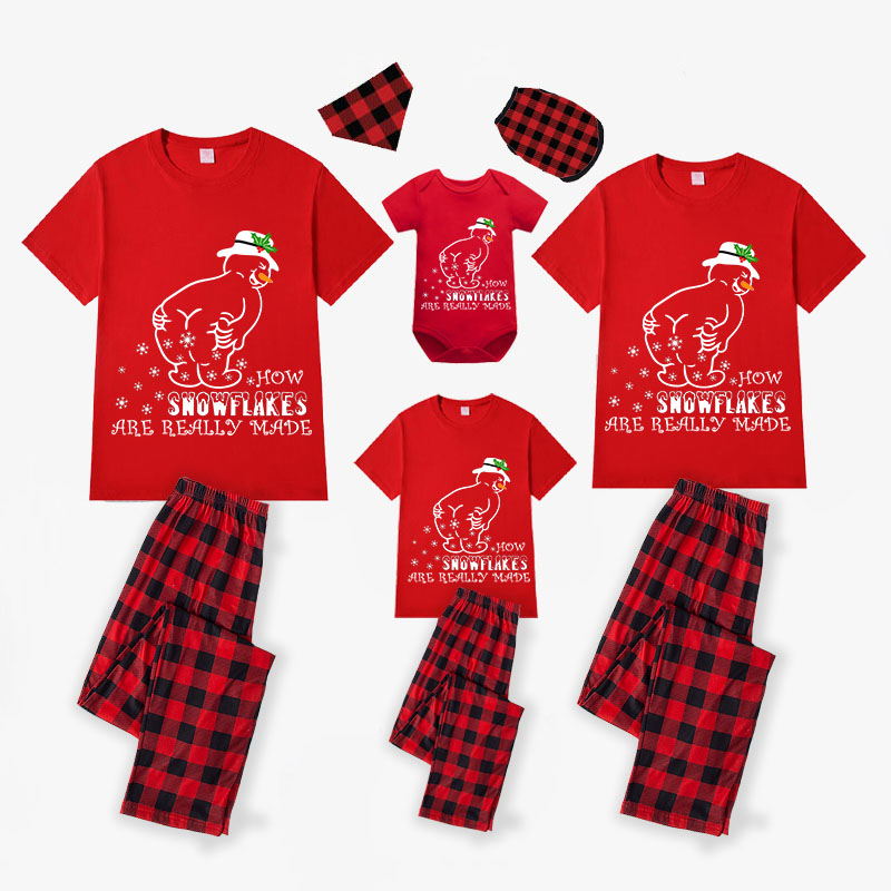 Christmas Matching Family Pajamas Funny Snowman How Snwflake Are Really Made Red Pajamas Set