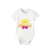 Family Matching Pajamas Exclusive Design King Prince Princess Queen White Short Long Pajamas Set