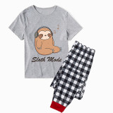 Family Matching Pajamas Exclusive Design Sloth Mode Gray Short Long Pajamas Set