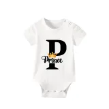 Family Matching Pajamas Exclusive Design King Prince Princess Queen White Short Pajamas Set