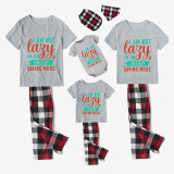 Family Matching Pajamas Exclusive Design I'm Not Lazy I'm On Energy Saving Mode Gray Short Long Pajamas Set