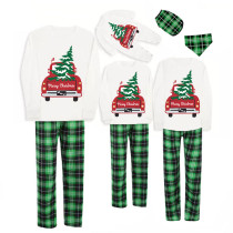 Christmas Matching Family Pajamas Merry Christmas Truck Christmas Tree White Pajamas Set