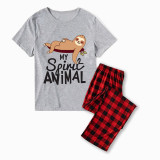 Family Matching Pajamas Exclusive Design My Spirit Animal Gray Short Long Pajamas Set